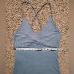 Heart Moon Star Soft Blue Cross-Back Maxi Slip Dress With Back Slit.